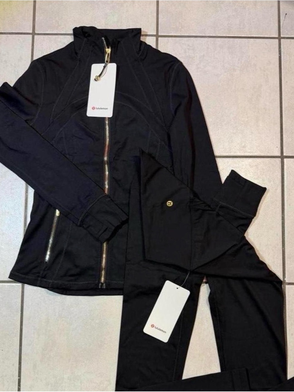 lululemon athletica Black Full-Zip Utility Jacket with Gold Zipper Accents